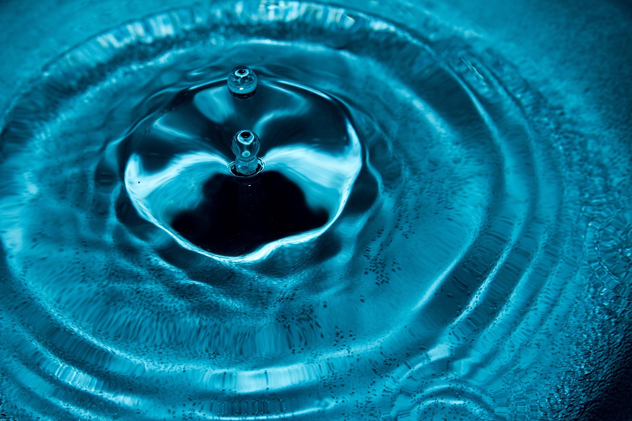 waterdrop, moment, water, pool, waves, drops capture, to form, abstract, time, light, dazzle, drops of freezing, light lighting, nature, blue