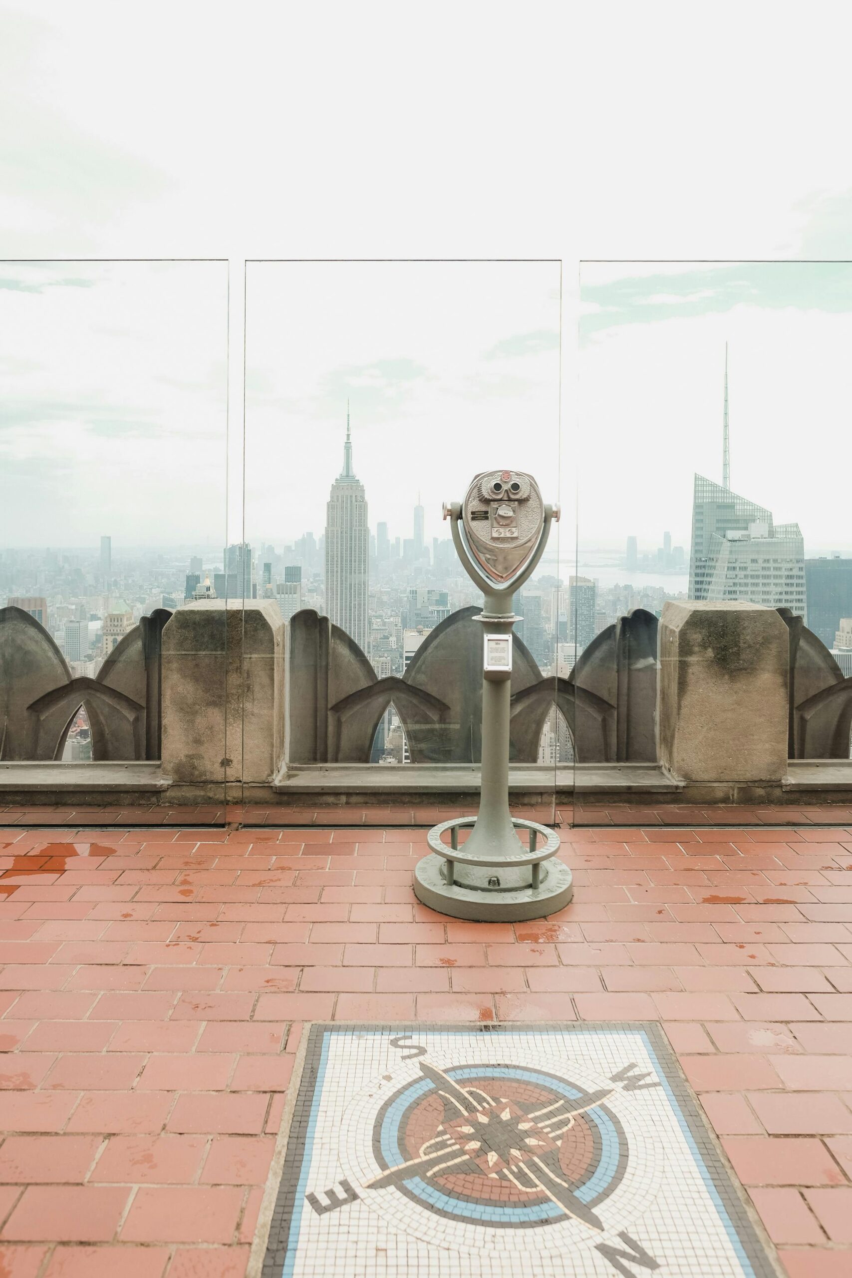 Viewfinder overlooking New York City skyline from Top of the Rock.